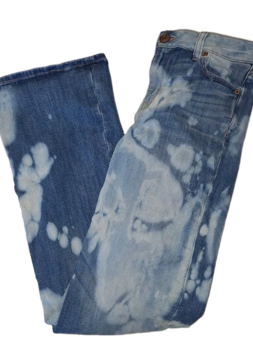 American Eagle Women's Size 8 LONG  Blue Jeans 28x32 Custom Bleached